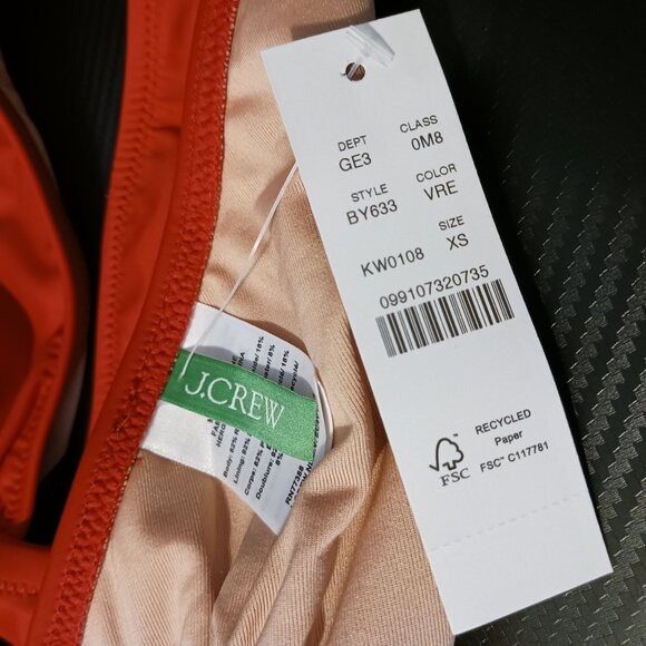 NEW J. Crew Red Tie-back Halter‎ Bikini Swim Top Women's Size XS - Picture 7 of 10